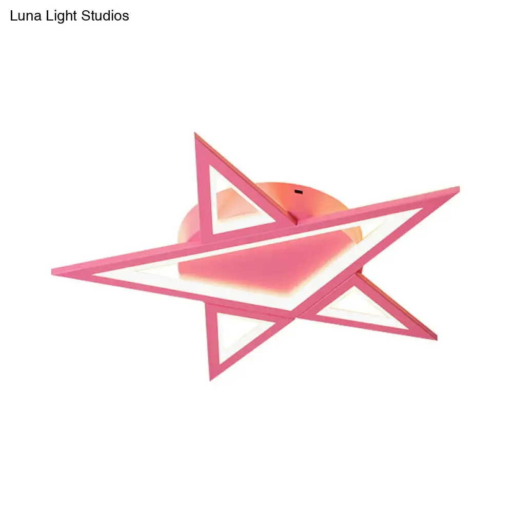 Blue/Pink LED Acrylic Star Flush Mount for Modern Bedroom Ceiling Lighting