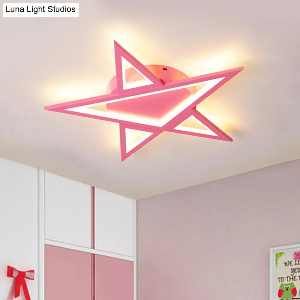 Blue/Pink LED Acrylic Star Flush Mount for Modern Bedroom Ceiling Lighting