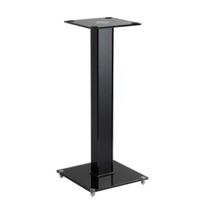 BRATECK 23.6" Aluminium/Glass Floor Standing BookShelf Speaker Stands. Tempered Glass Base with Floor Spikes for Stability. Max weight 10Kgs. 250x250mm Glass Top Plate. 600mm High. Sold as a Pair.