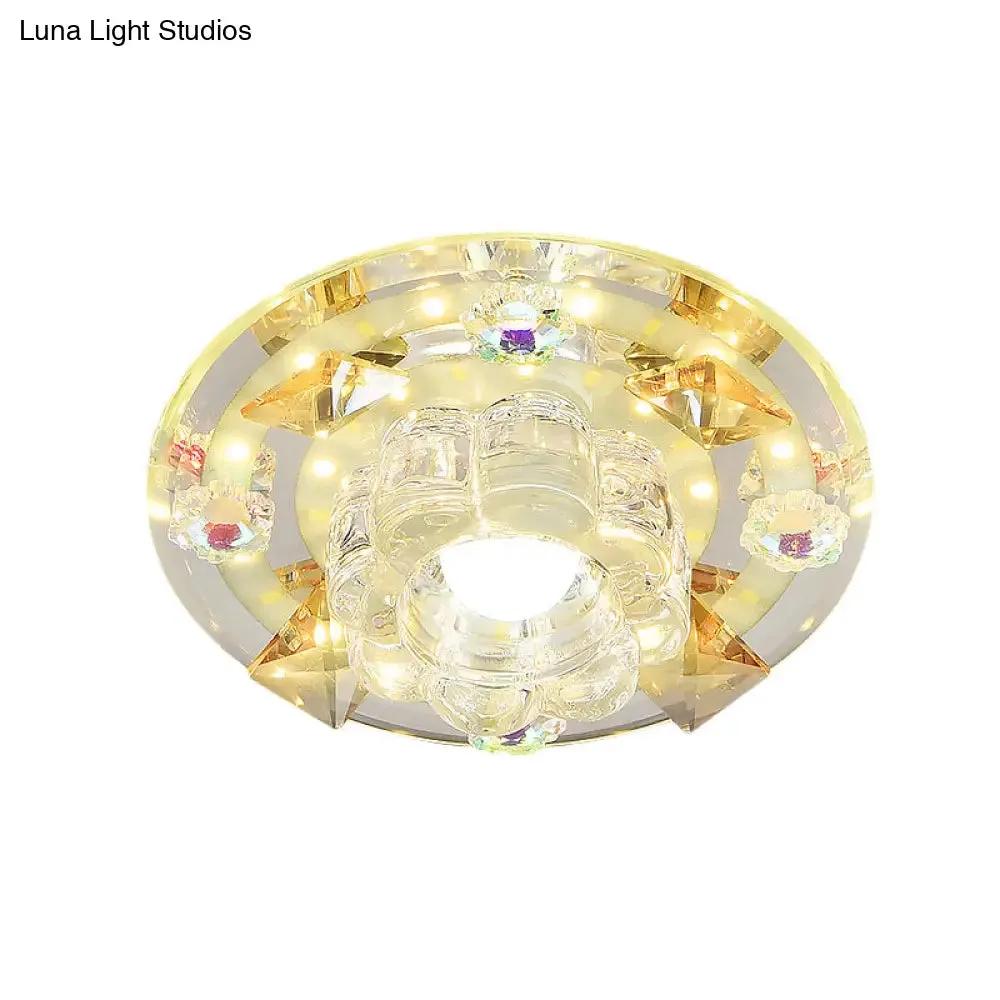 Butterfly LED Flush Mount Lamp - Blue/Amber Crystal Ceiling Light