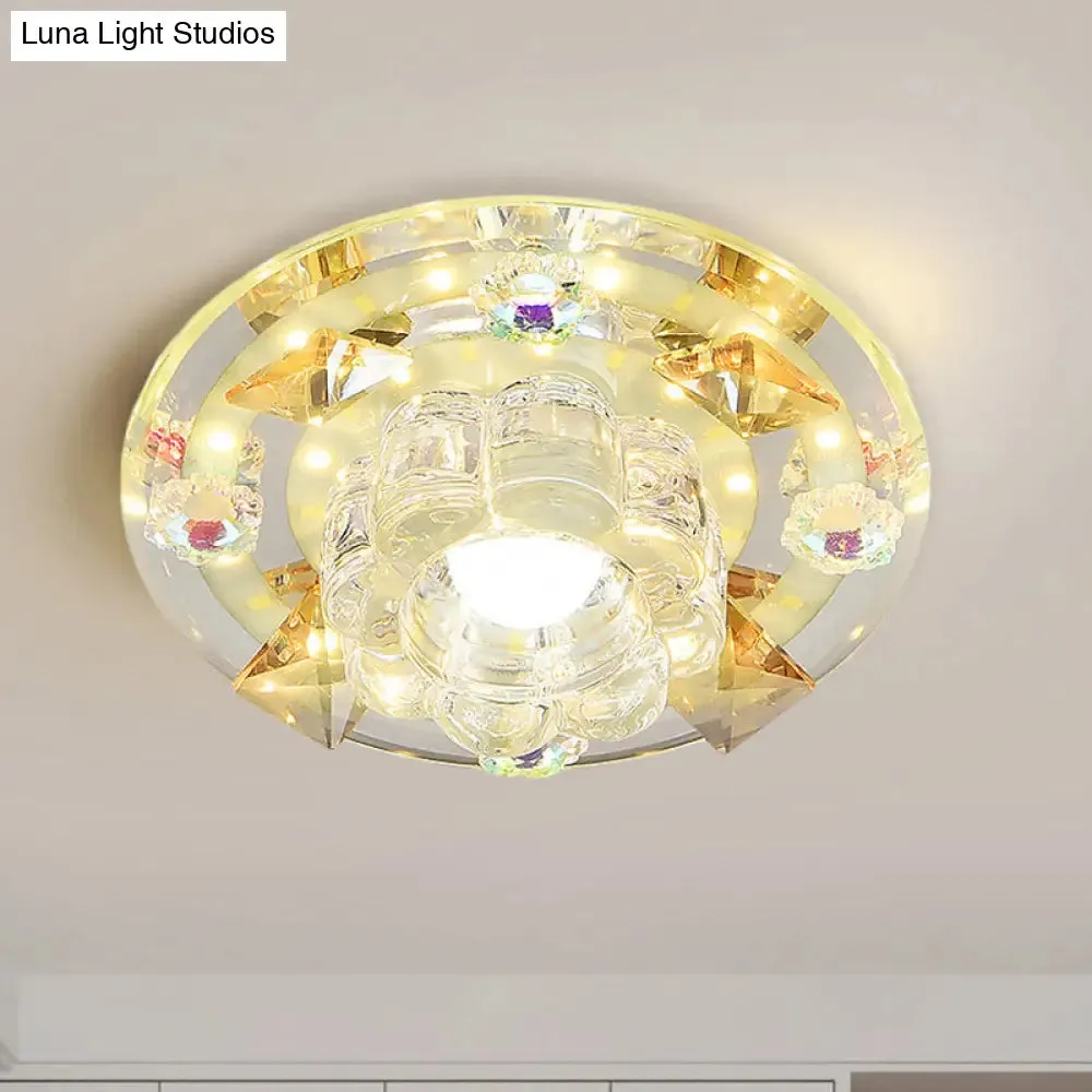 Butterfly LED Flush Mount Lamp - Blue/Amber Crystal Ceiling Light