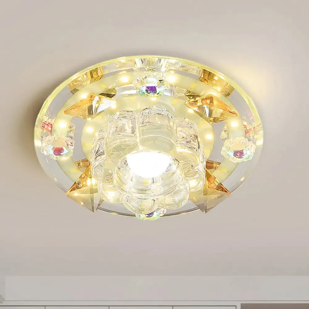 Butterfly LED Flush Mount Lamp - Blue/Amber Crystal Ceiling Light