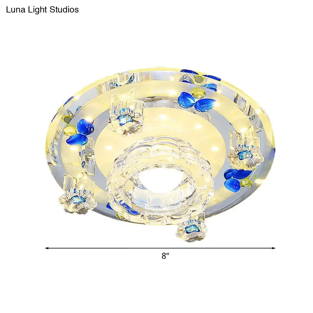Butterfly LED Flush Mount Lamp - Blue/Amber Crystal Ceiling Light