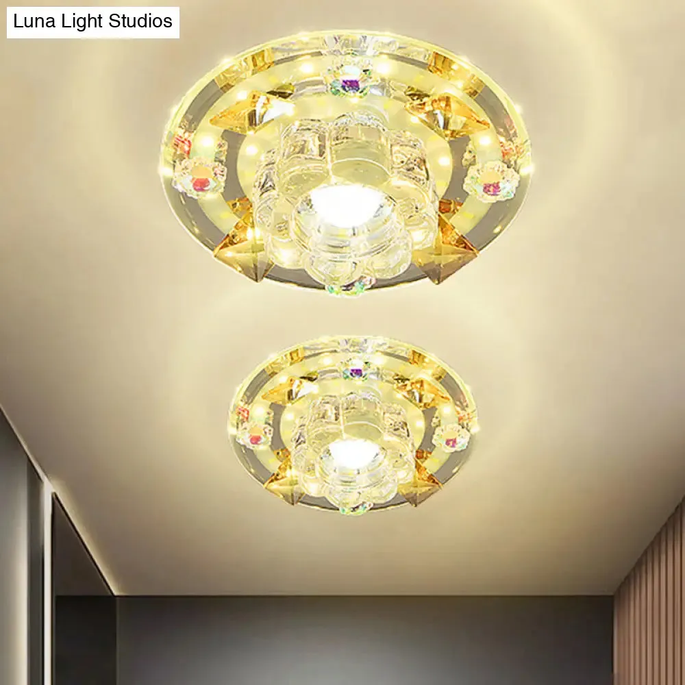 Butterfly LED Flush Mount Lamp - Blue/Amber Crystal Ceiling Light