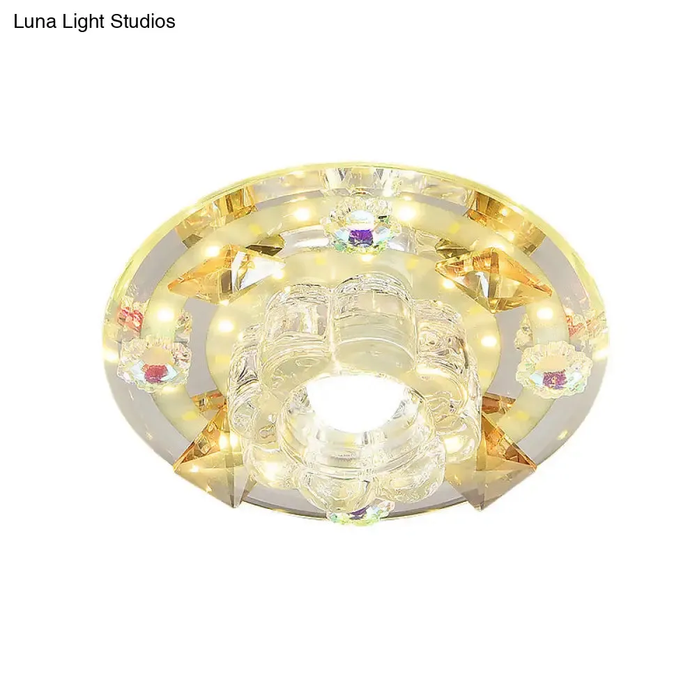 Butterfly LED Flush Mount Lamp - Blue/Amber Crystal Ceiling Light