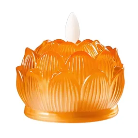 CALANDIS® Led Tea Lights Candle Flickering Buddhist Worship Festival Lotus Lamp Light Yellow | 1 Lotus Lamp