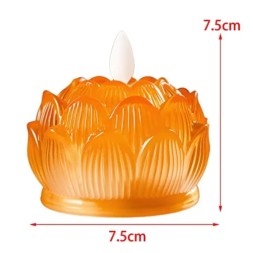 CALANDIS® Led Tea Lights Candle Flickering Buddhist Worship Festival Lotus Lamp Light Yellow | 1 Lotus Lamp