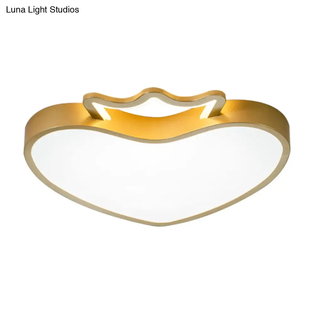 Cartoon Style Pink/Gold Heart LED Ceiling Light Fixture