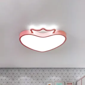 Cartoon Style Pink/Gold Heart LED Ceiling Light Fixture