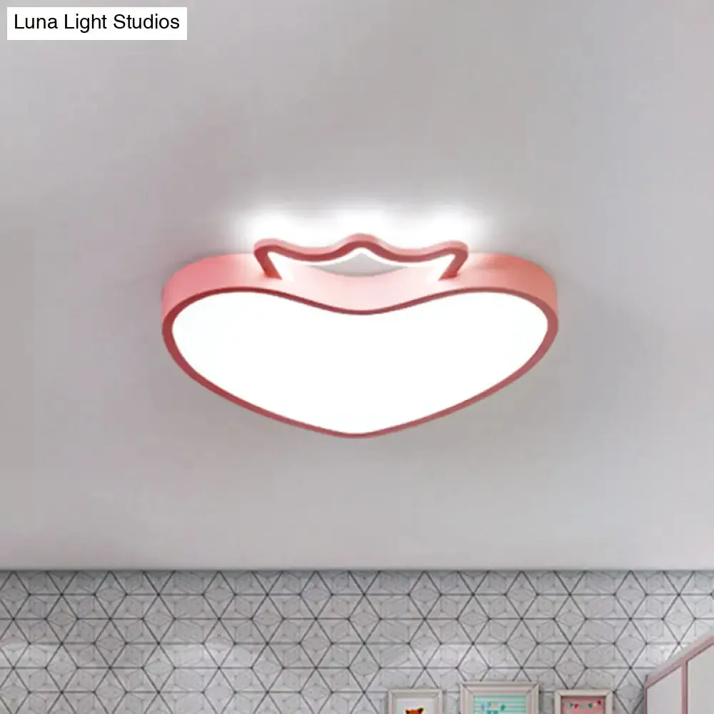Cartoon Style Pink/Gold Heart LED Ceiling Light Fixture