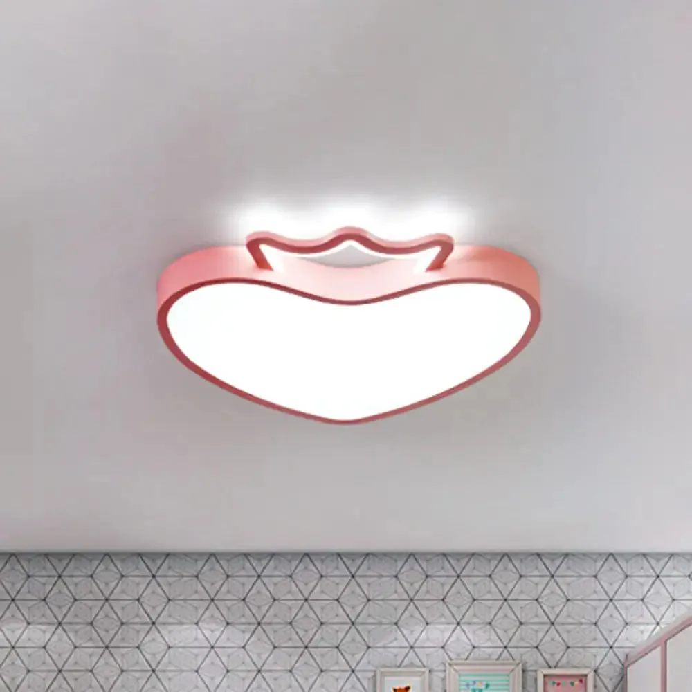 Cartoon Style Pink/Gold Heart LED Ceiling Light Fixture
