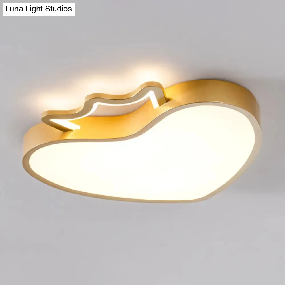 Cartoon Style Pink/Gold Heart LED Ceiling Light Fixture
