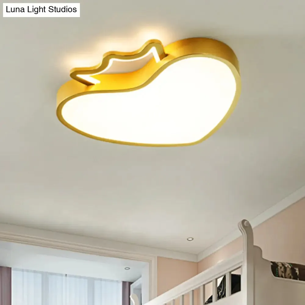 Cartoon Style Pink/Gold Heart LED Ceiling Light Fixture
