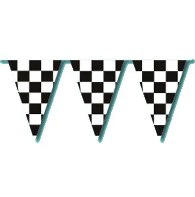 Checkered Race Track V-Shaped Pennants String