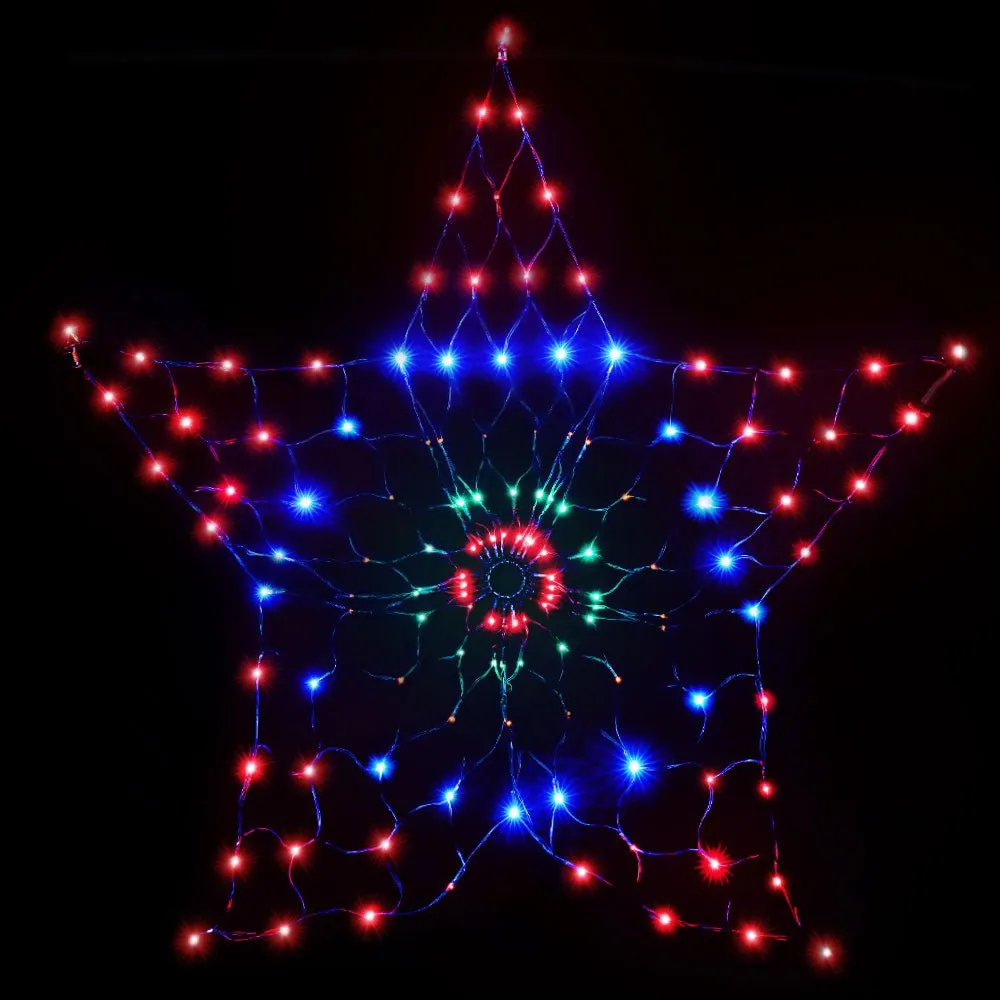 Christmas Lights Motif LED Star Net Waterproof Outdoor Colourful