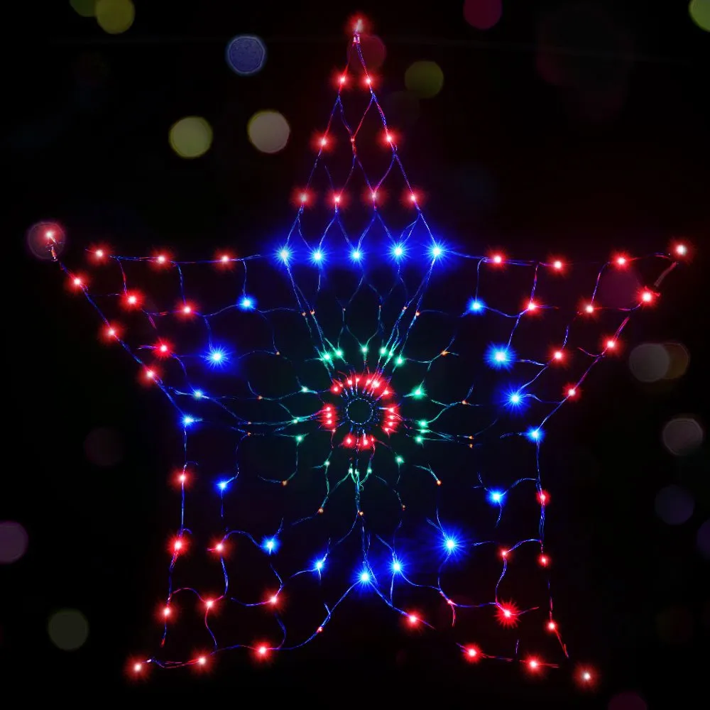 Christmas Lights Motif LED Star Net Waterproof Outdoor Colourful