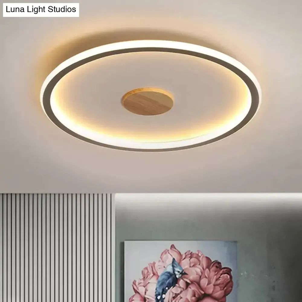 Circular LED Flushmount Ceiling Light in Black/Grey with Warm/White Lighting - 16.5"/20.5" Diameter