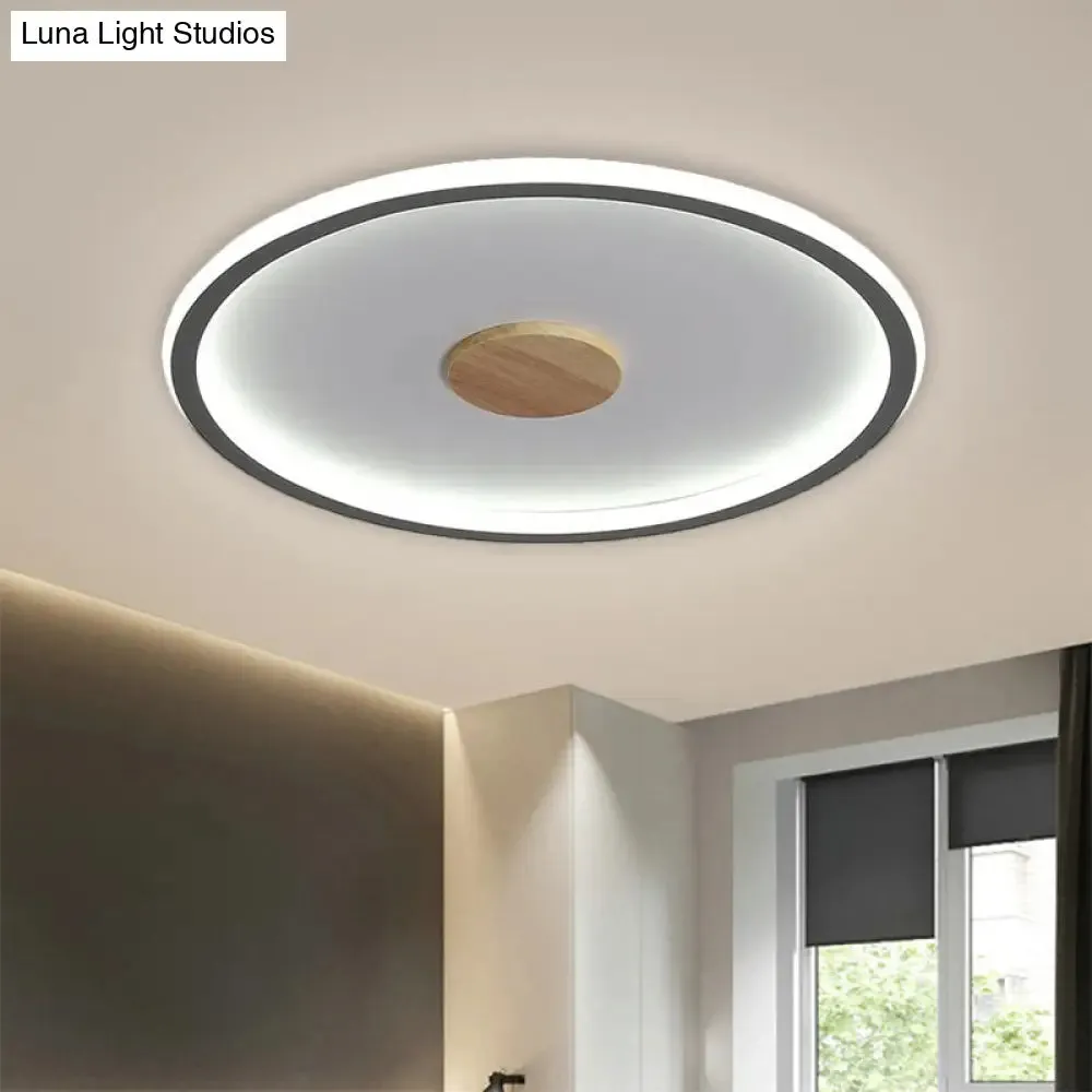 Circular LED Flushmount Ceiling Light in Black/Grey with Warm/White Lighting - 16.5"/20.5" Diameter