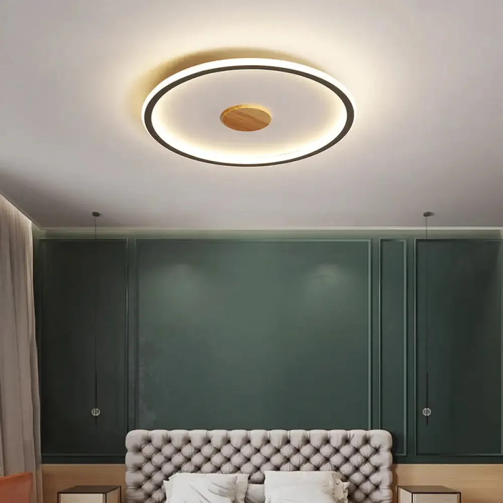 Circular LED Flushmount Ceiling Light in Black/Grey with Warm/White Lighting - 16.5"/20.5" Diameter