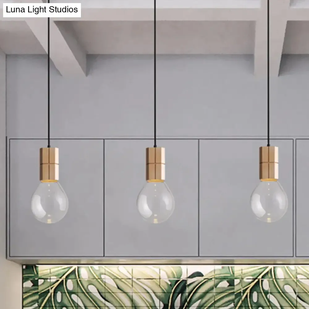 Clear Glass Ceiling Pendant Light with Wood Hanging Kit and Warm/White LED Bulb