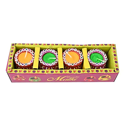 Collectible India Handmade Matki Candles Diwali Gift Set - Diwali Candles Set - Decoration Items for Home Decor - Wax Clay Candles for Diwali Christmas Xmas Decorations Items for Home (Set of 8)