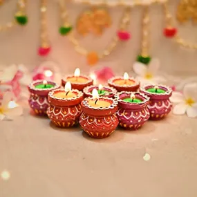 Collectible India Handmade Matki Candles Diwali Gift Set - Diwali Candles Set - Decoration Items for Home Decor - Wax Clay Candles for Diwali Christmas Xmas Decorations Items for Home (Set of 8)