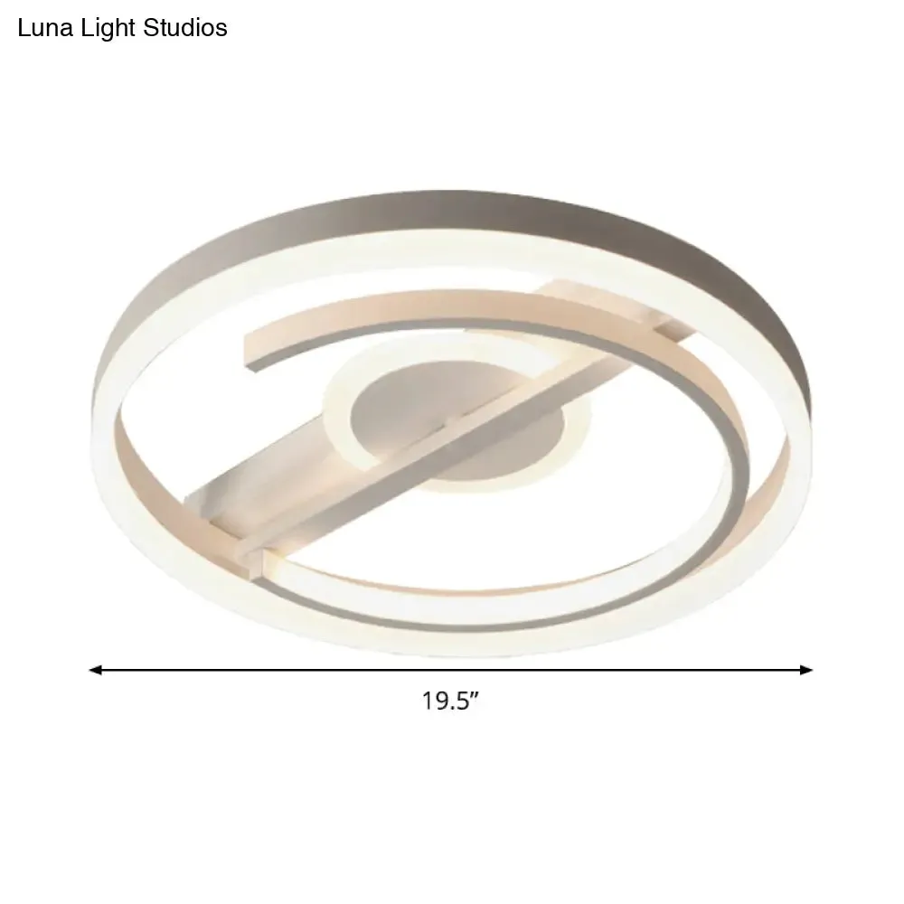 Contemporary Circle Acrylic Ceiling Mounted LED Flush Light - 16"/19.5" Wide - Black/White - Warm/White/3 Color