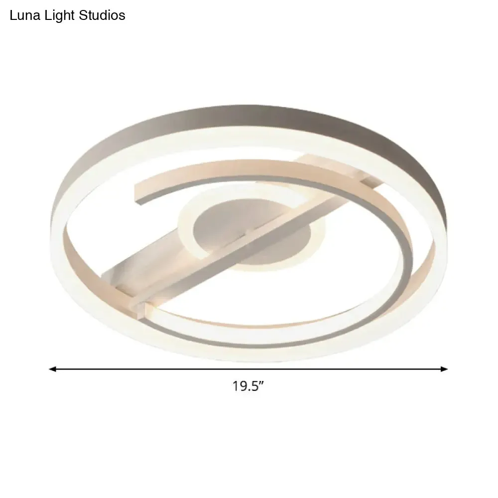 Contemporary Circle Acrylic Ceiling Mounted LED Flush Light - 16"/19.5" Wide - Black/White - Warm/White/3 Color