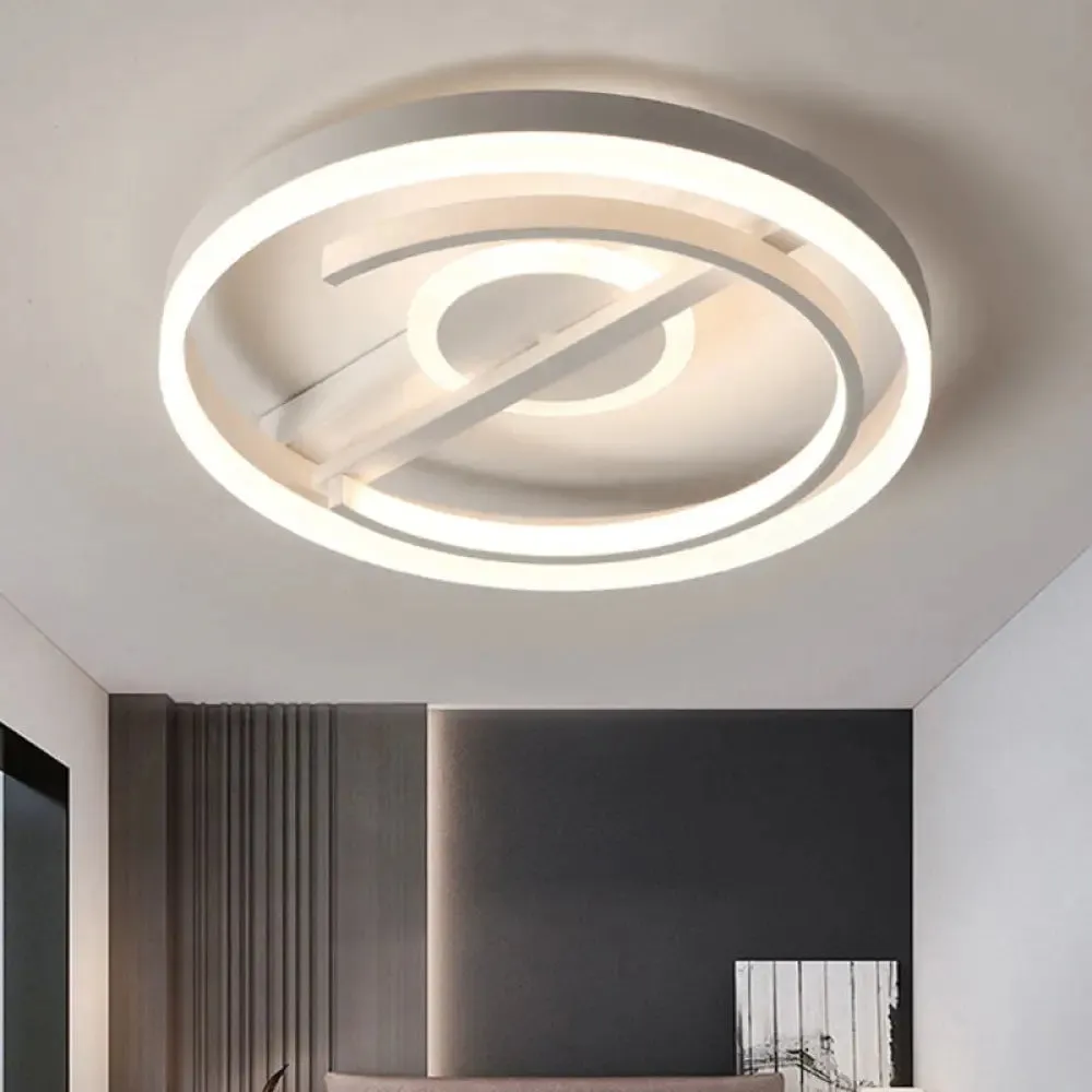Contemporary Circle Acrylic Ceiling Mounted LED Flush Light - 16"/19.5" Wide - Black/White - Warm/White/3 Color