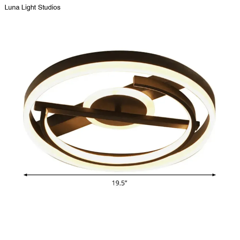 Contemporary Circle Acrylic Ceiling Mounted LED Flush Light - 16"/19.5" Wide - Black/White - Warm/White/3 Color