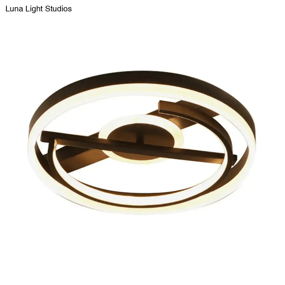 Contemporary Circle Acrylic Ceiling Mounted LED Flush Light - 16"/19.5" Wide - Black/White - Warm/White/3 Color