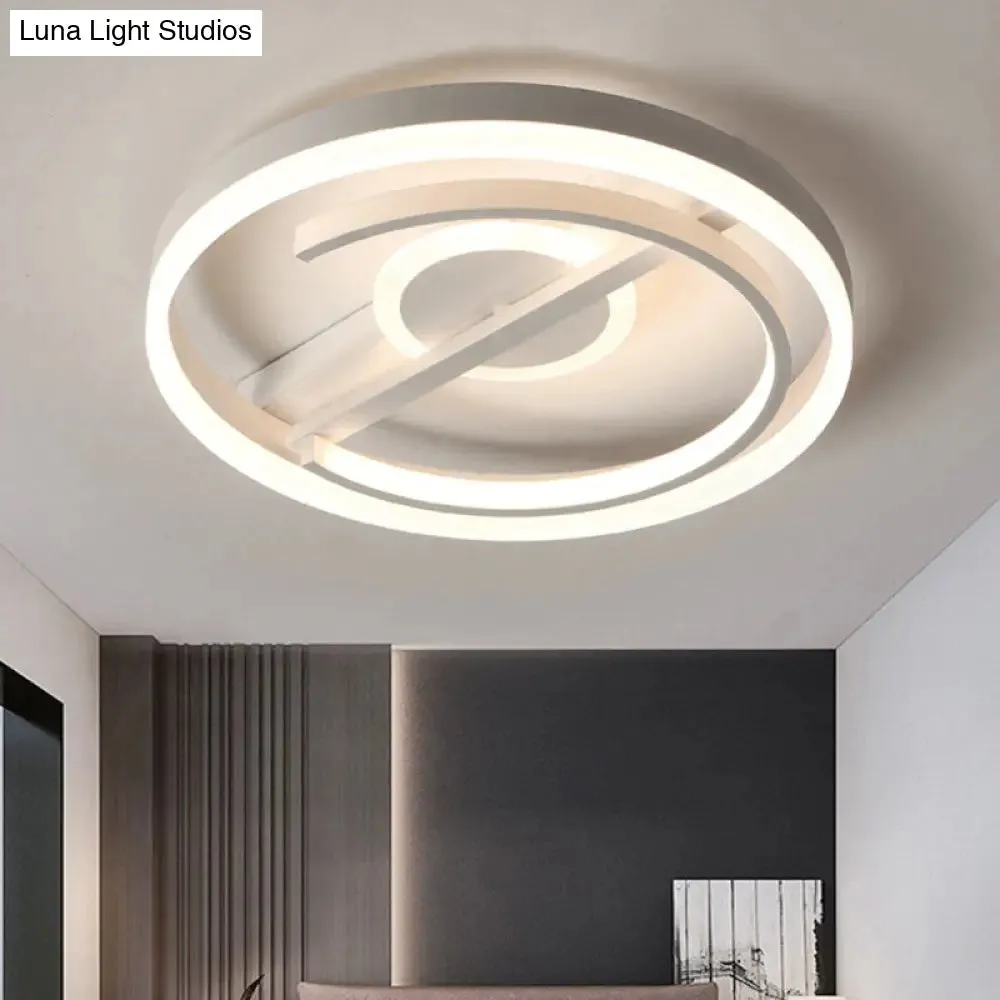 Contemporary Circle Acrylic Ceiling Mounted LED Flush Light - 16"/19.5" Wide - Black/White - Warm/White/3 Color