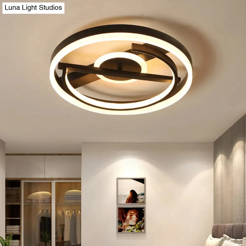 Contemporary Circle Acrylic Ceiling Mounted LED Flush Light - 16"/19.5" Wide - Black/White - Warm/White/3 Color