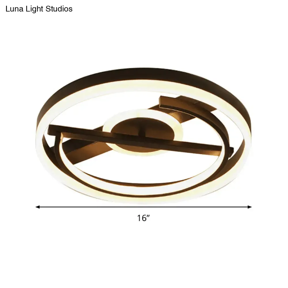 Contemporary Circle Acrylic Ceiling Mounted LED Flush Light - 16"/19.5" Wide - Black/White - Warm/White/3 Color