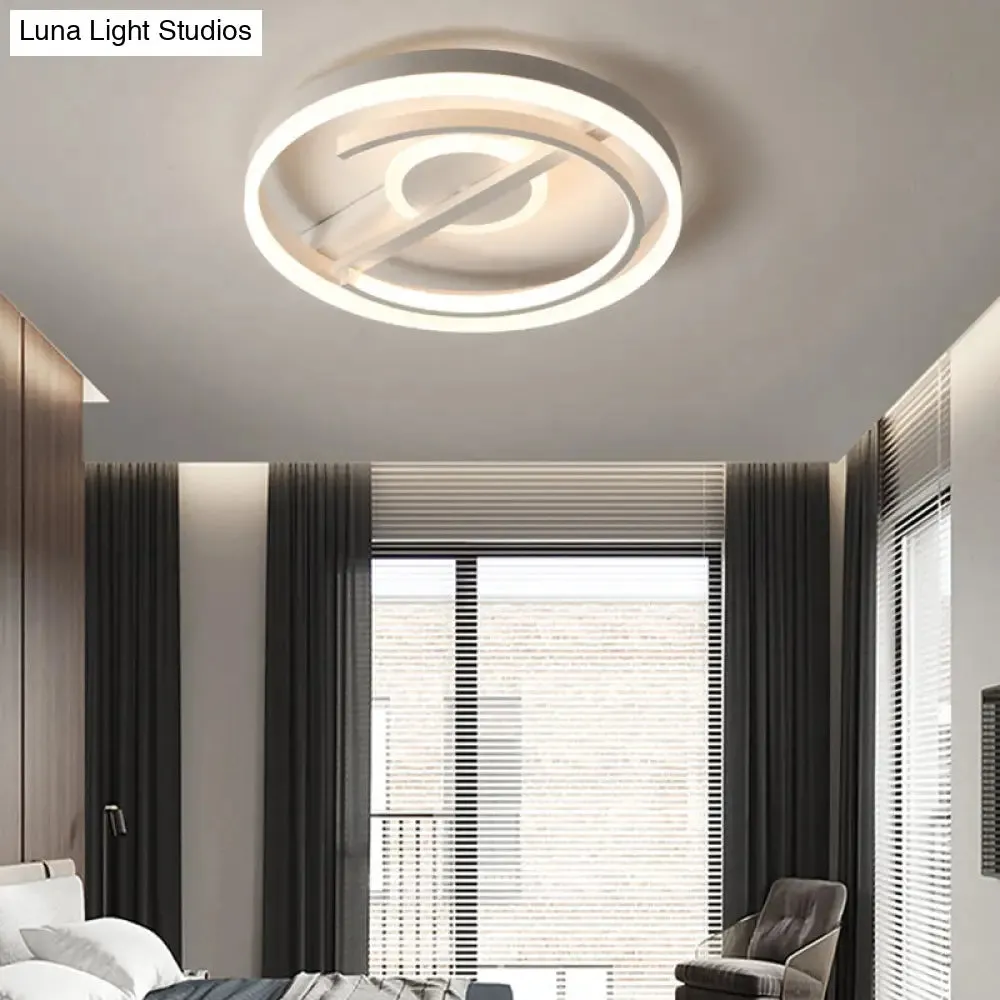 Contemporary Circle Acrylic Ceiling Mounted LED Flush Light - 16"/19.5" Wide - Black/White - Warm/White/3 Color