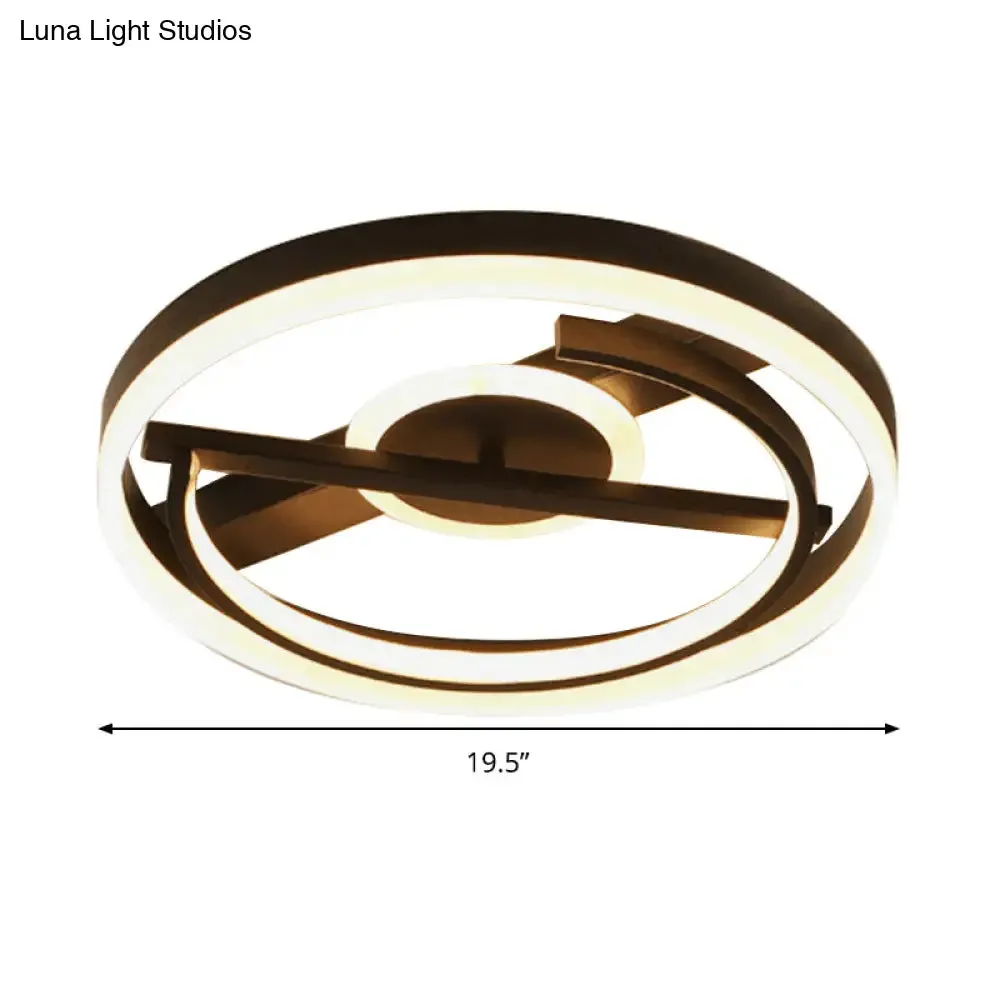Contemporary Circle Acrylic Ceiling Mounted LED Flush Light - 16"/19.5" Wide - Black/White - Warm/White/3 Color