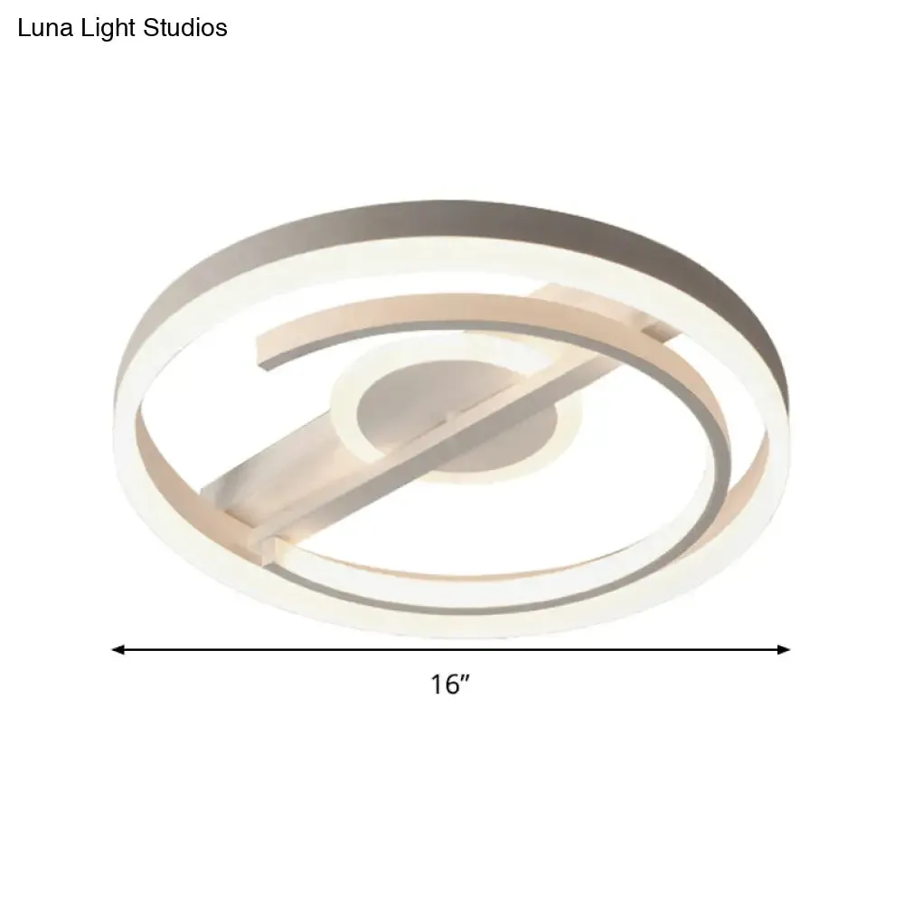 Contemporary Circle Acrylic Ceiling Mounted LED Flush Light - 16"/19.5" Wide - Black/White - Warm/White/3 Color