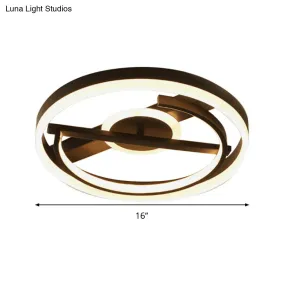 Contemporary Circle Acrylic Ceiling Mounted LED Flush Light - 16"/19.5" Wide - Black/White - Warm/White/3 Color