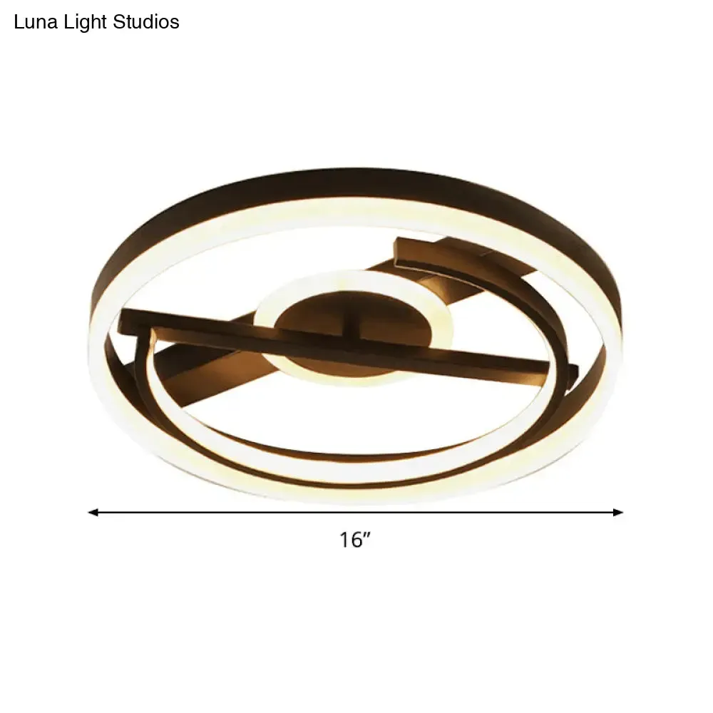 Contemporary Circle Acrylic Ceiling Mounted LED Flush Light - 16"/19.5" Wide - Black/White - Warm/White/3 Color