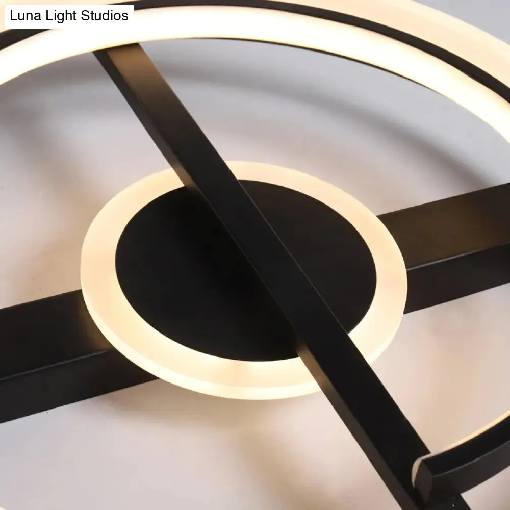 Contemporary Circle Acrylic Ceiling Mounted LED Flush Light - 16"/19.5" Wide - Black/White - Warm/White/3 Color