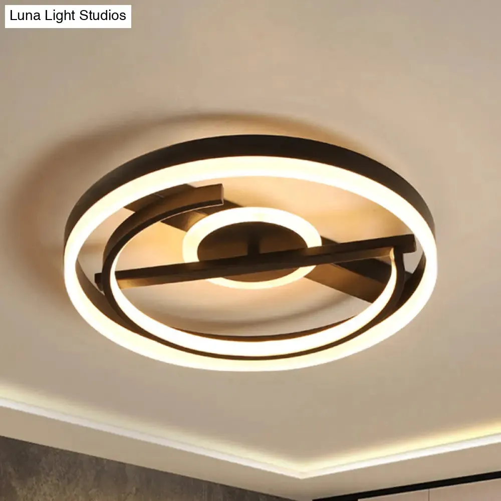 Contemporary Circle Acrylic Ceiling Mounted LED Flush Light - 16"/19.5" Wide - Black/White - Warm/White/3 Color