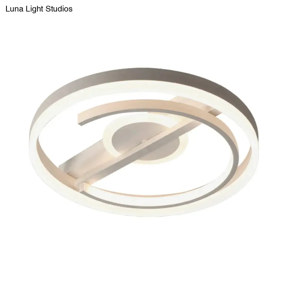 Contemporary Circle Acrylic Ceiling Mounted LED Flush Light - 16"/19.5" Wide - Black/White - Warm/White/3 Color