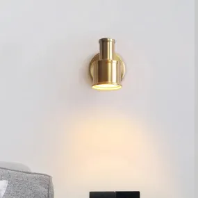 Contemporary Metal Cylinder Wall Sconce Lighting - Gold 1-Head Wall Light for Bedroom