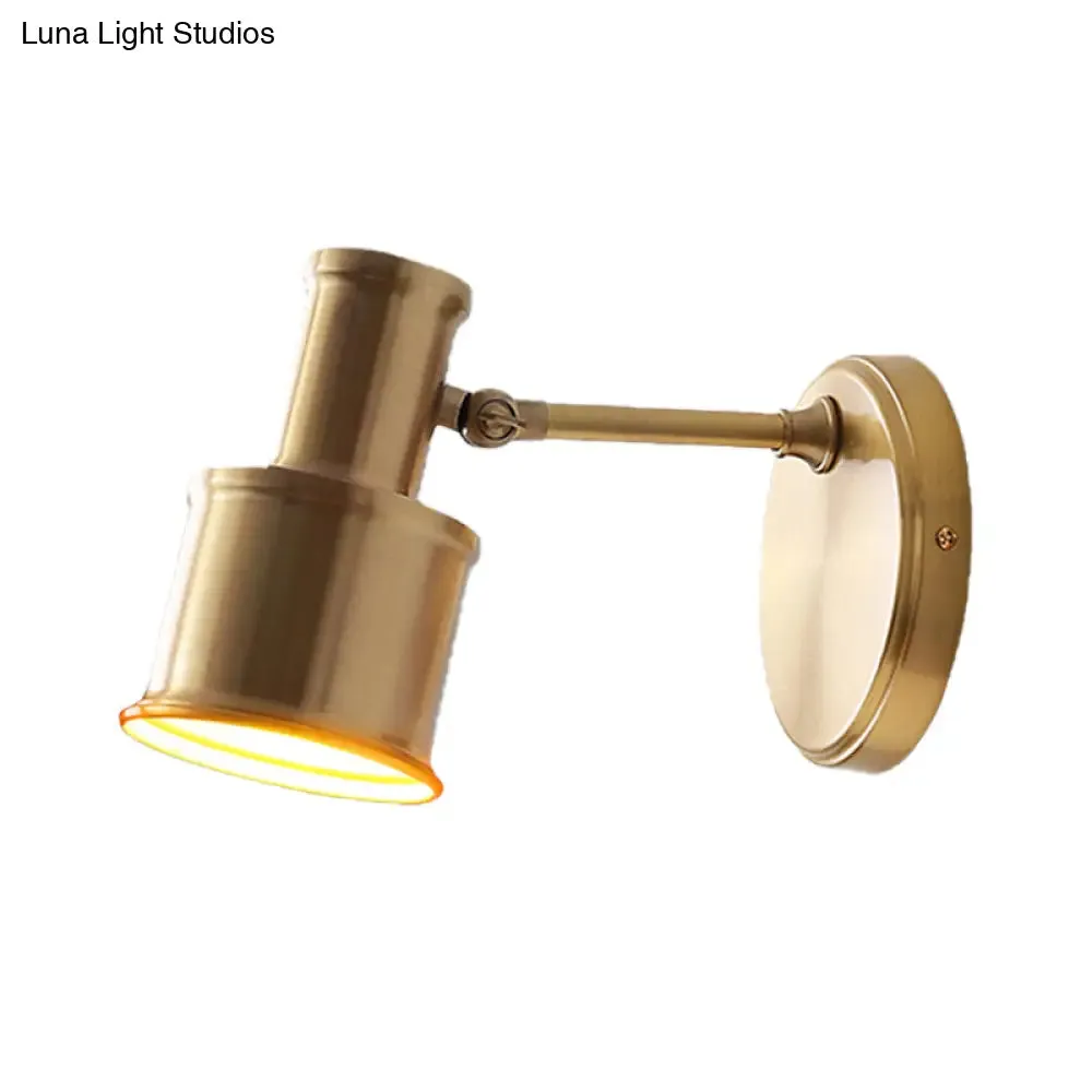 Contemporary Metal Cylinder Wall Sconce Lighting - Gold 1-Head Wall Light for Bedroom