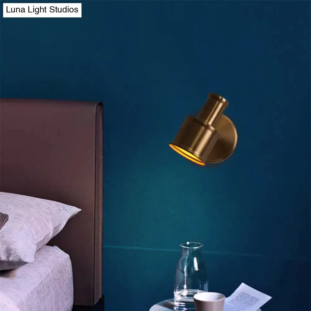 Contemporary Metal Cylinder Wall Sconce Lighting - Gold 1-Head Wall Light for Bedroom