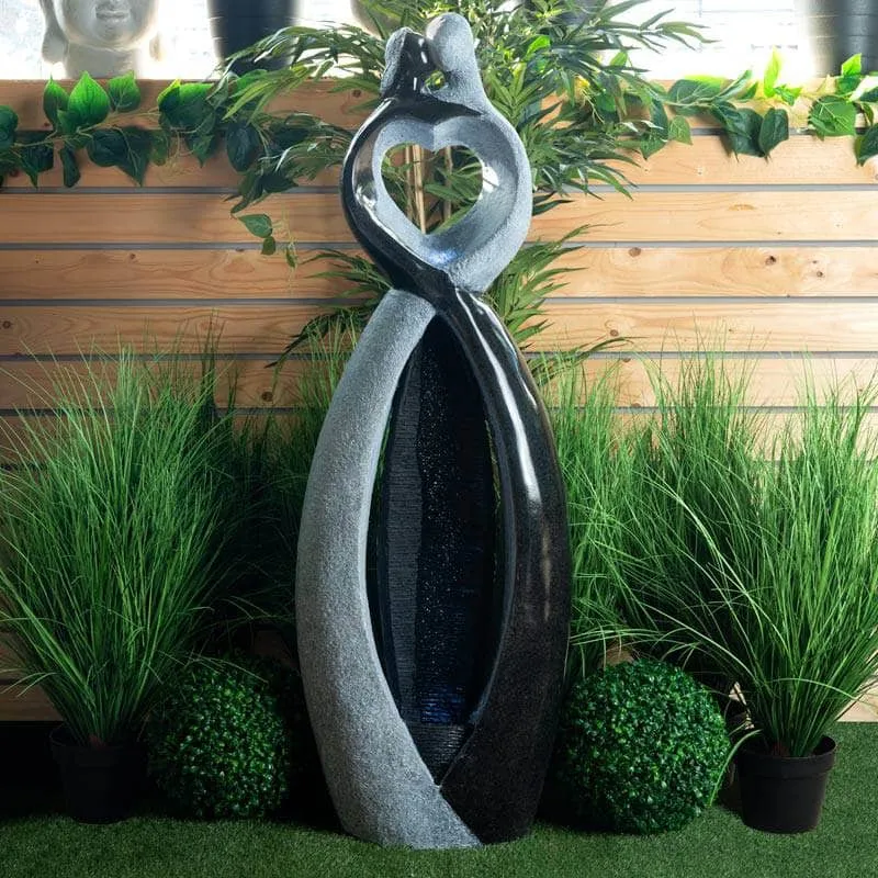 Couple Heart Rippled Sheet Water Feature