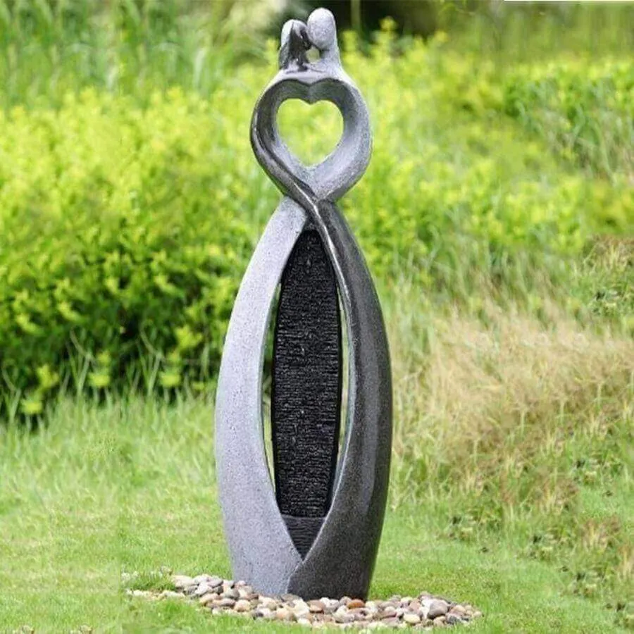 Couple Heart Rippled Sheet Water Feature