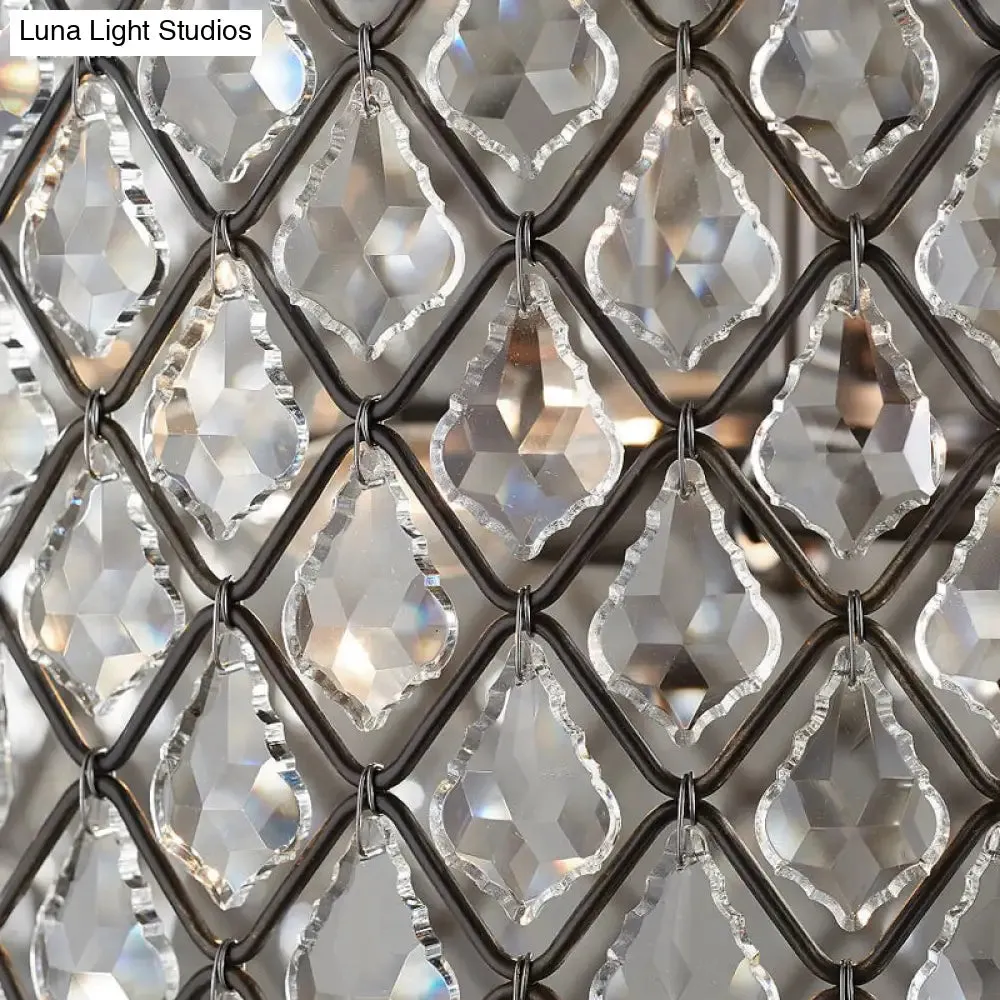 Crystal-Decorated Metal Semi Flush Light: Contemporary Indoor Ceiling Lighting in Black, 3/5 Lights, Available in 13"/19.5" Widths