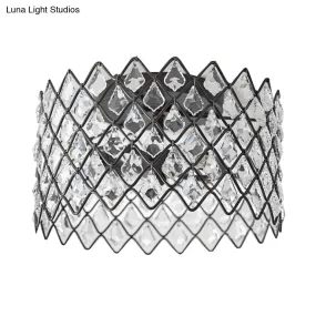 Crystal-Decorated Metal Semi Flush Light: Contemporary Indoor Ceiling Lighting in Black, 3/5 Lights, Available in 13"/19.5" Widths