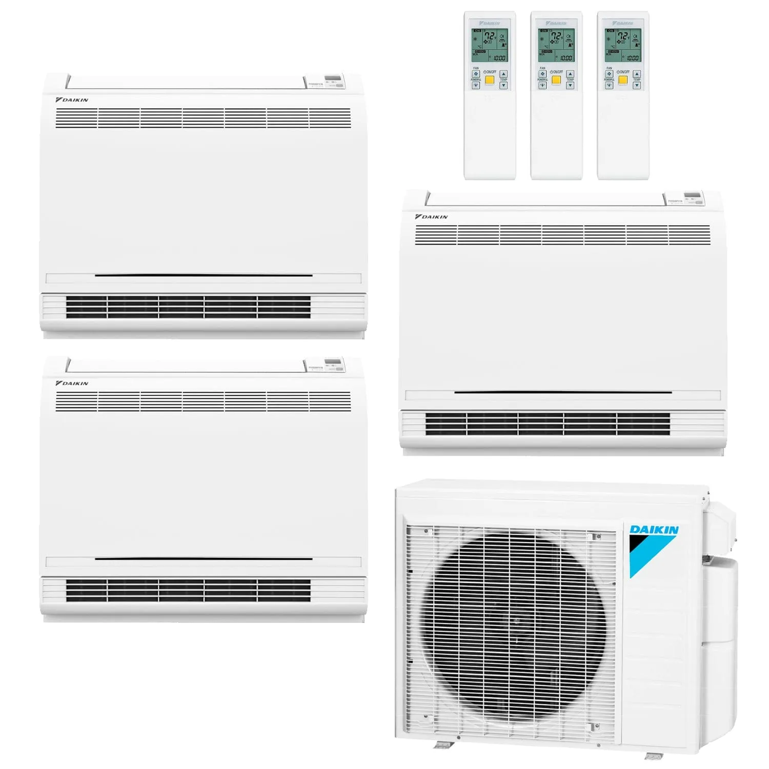 Daikin 3-Zone Floor Standing Hyper Heat Ductless Mini-Split 24000 BTU Heat Pump Air Conditioner 9k   12k   15k - 18 SEER2